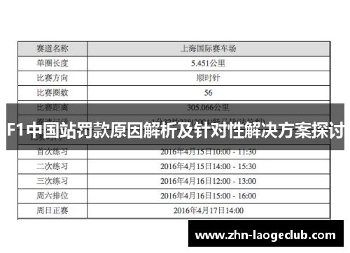 F1中国站罚款原因解析及针对性解决方案探讨