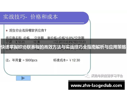 快速掌握欧协联赛程的高效方法与实战技巧全指南解析与应用策略